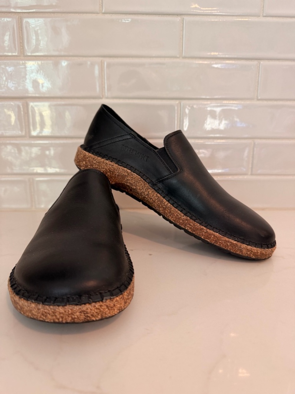 Birkenstock Callan Vintage Wood Black Leather size 9